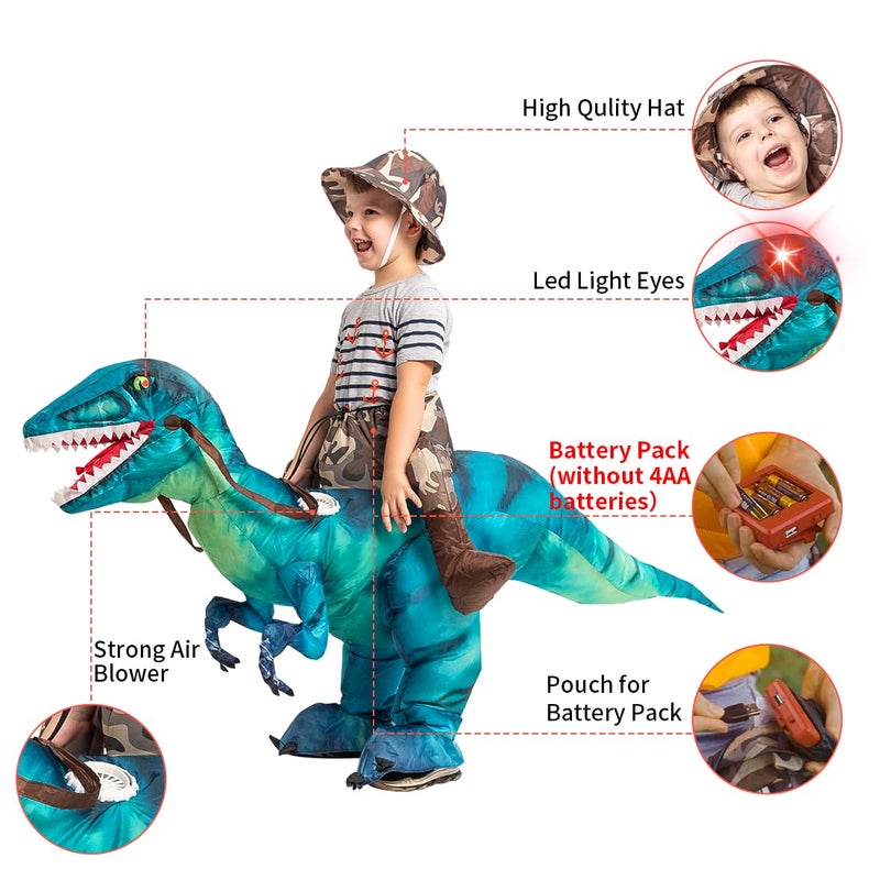 GOOSH Inflatable Dinosaur Costume for Kids Riding T Rex Funny Blow up Boys Girls Costume for Halloween Fancy Dress Party Cosplay - Image 3